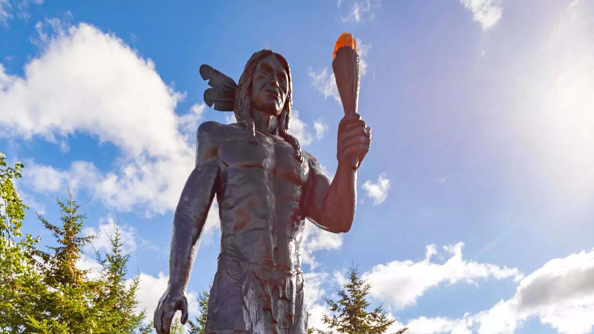 Statue of Kluskap at the Millbrook Culture & Heritage Centre