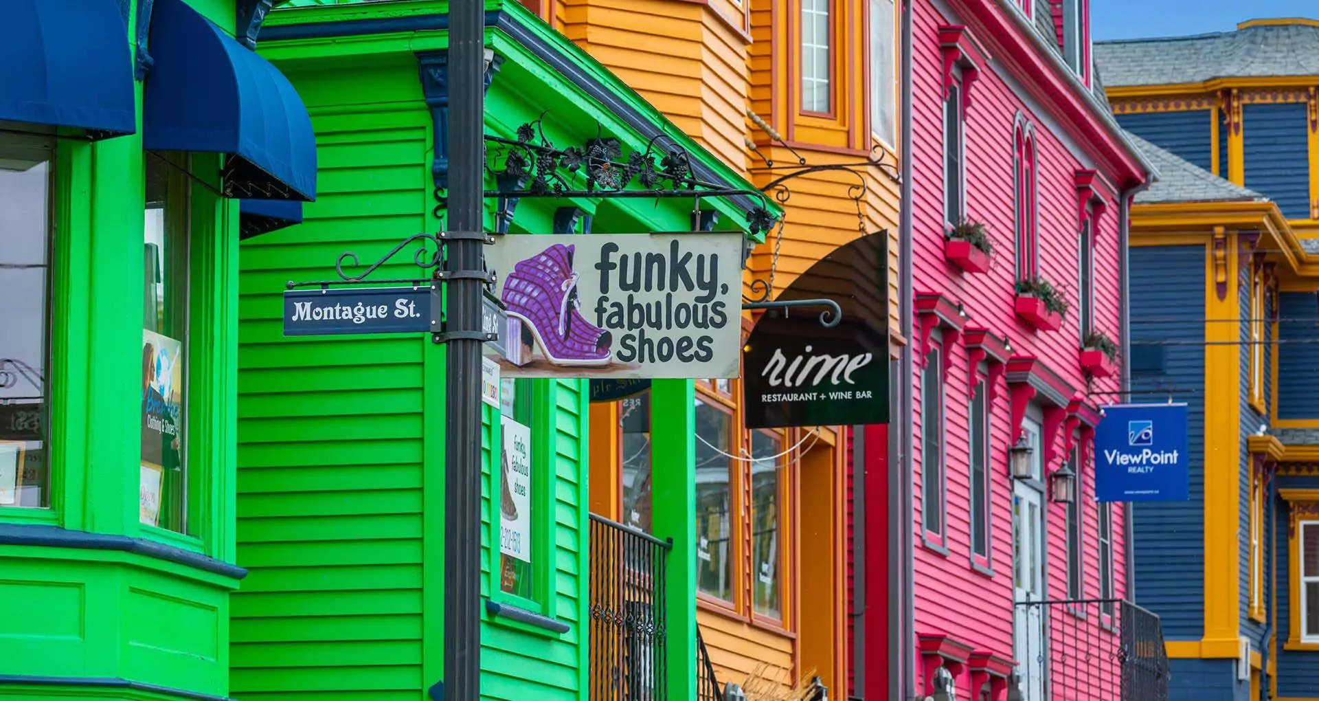 Colourful houses in downtown Lunenburg Nova Scotia
