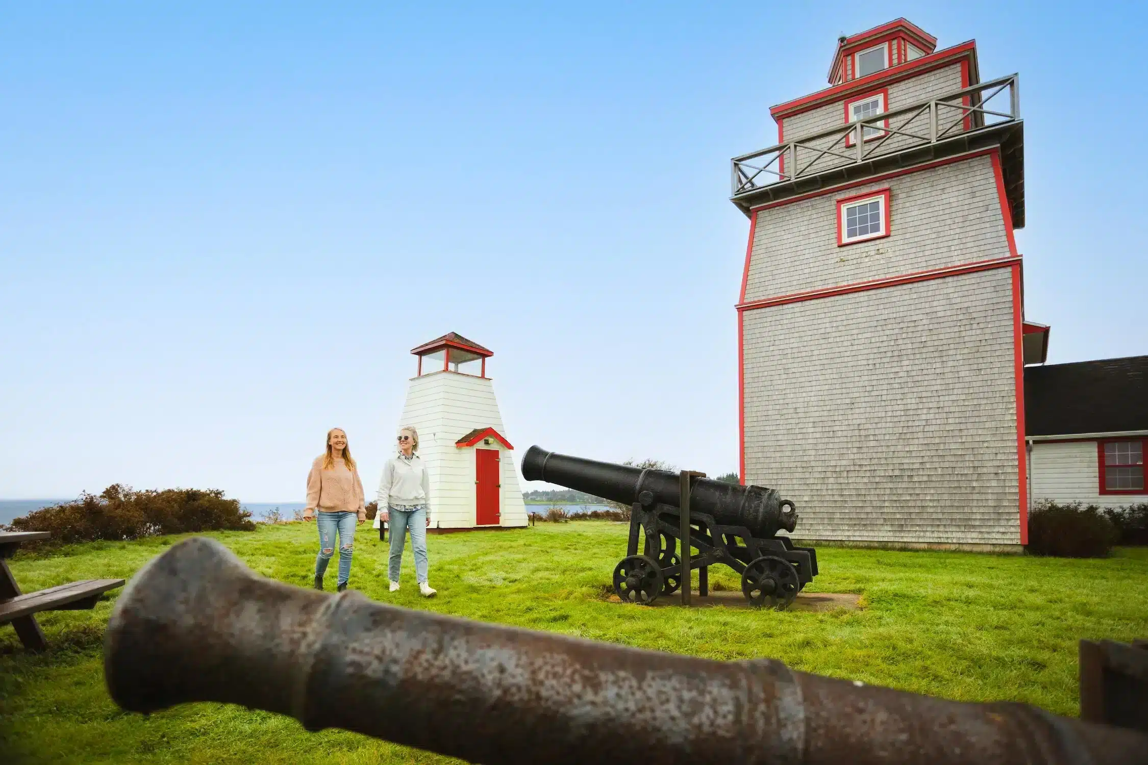 Women exploring at the Fort Point Museum