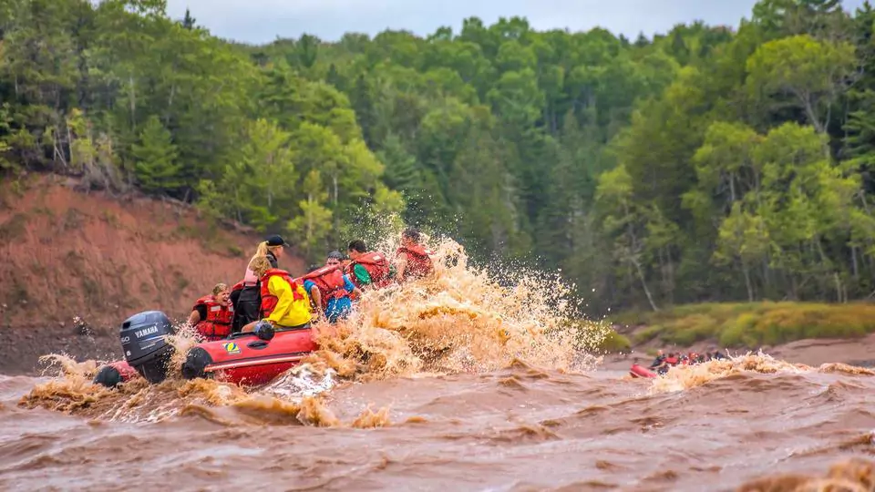 Feel the rush of riding waves as the power of the world’s highest tides in the Bay of Fundy create roller coaster rapids.